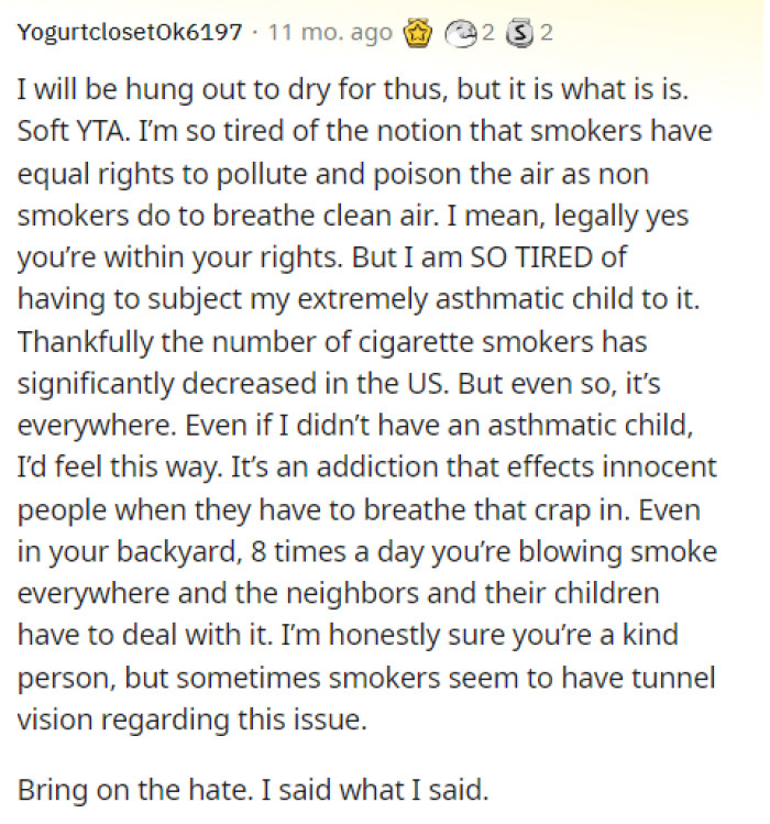 The problem of cigarettes themselves is definitely being highlighted in the comments here as people explain their points.