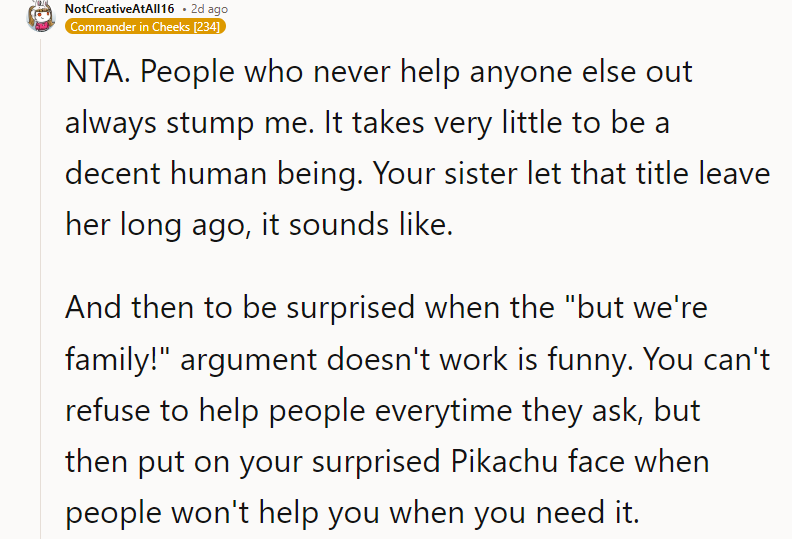 Your sister let that title leave her long ago, it sounds like.