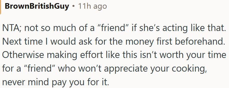 OP should ask for the money first.
