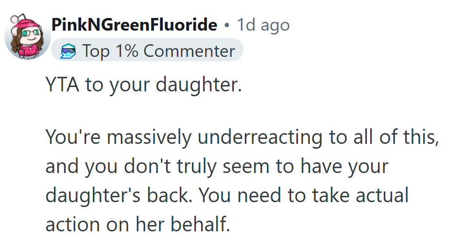 A Tough-Love Take from Someone Who Clearly Thinks the Mom’s Calm Response Came at Her Daughter’s Expense.