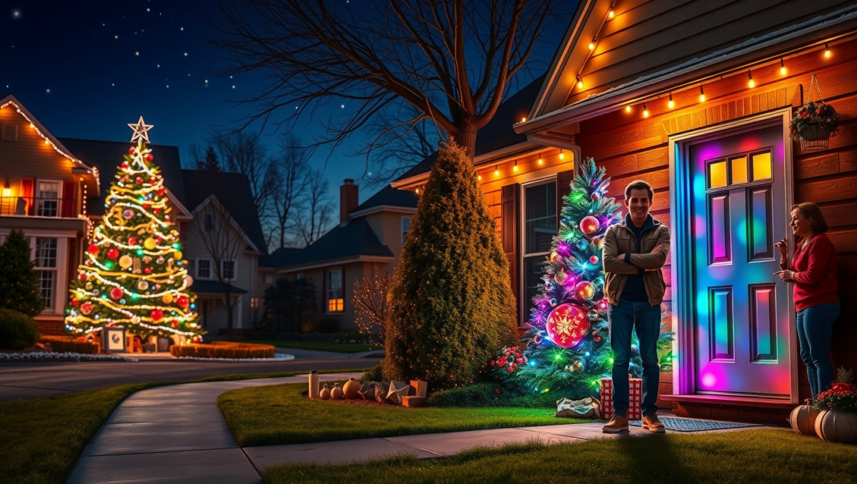 Neighbors Christmas Tree Dispute Leads to Unexpected Disco Light Swap