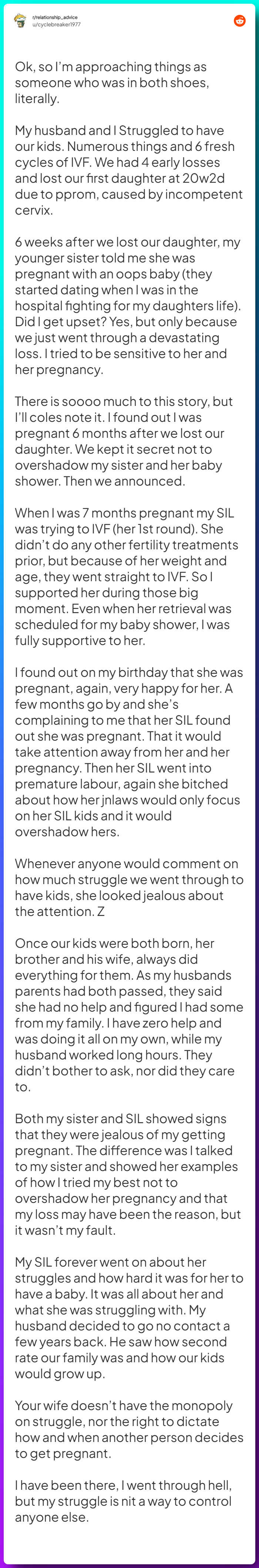 Comment from u/cyclebreaker1977