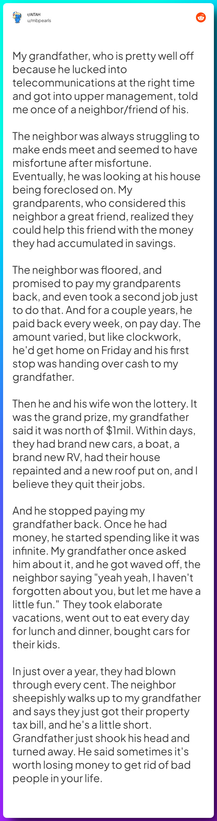 Comment from u/mbpearls