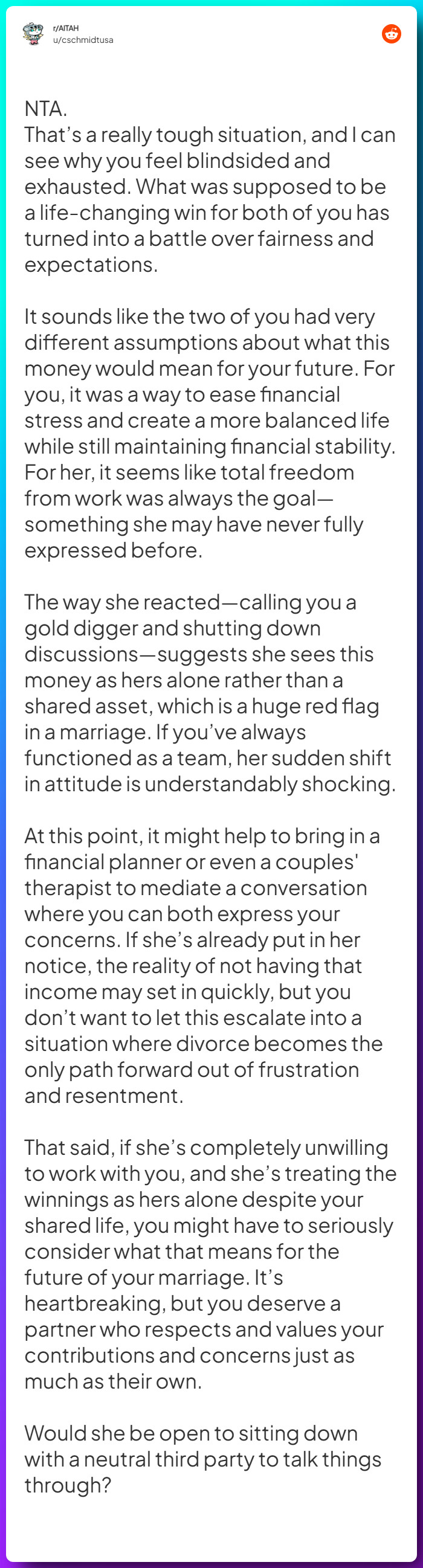 Comment from u/cschmidtusa