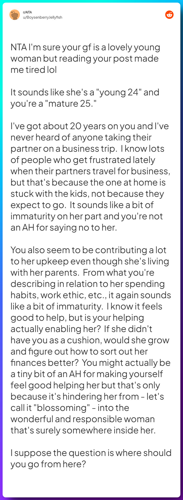 Comment from u/BoysenberryJellyfish