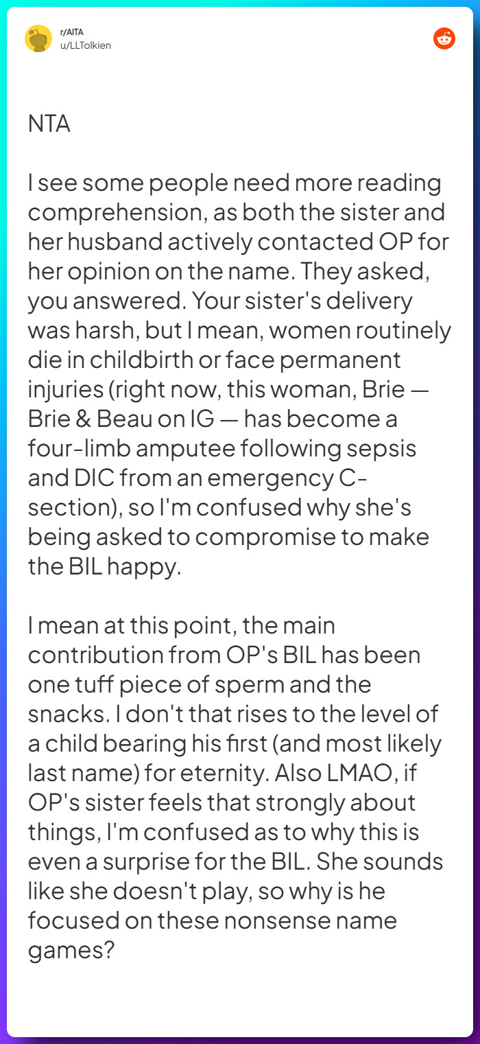 Comment from u/LLTolkien