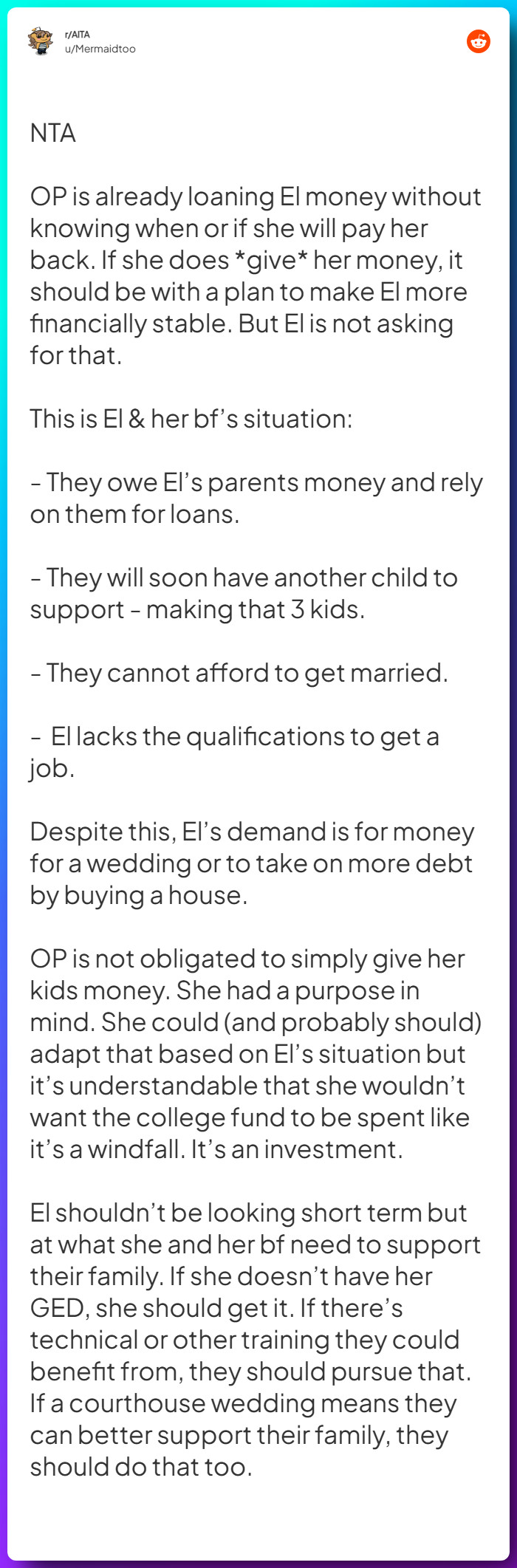 Comment from u/Mermaidtoo