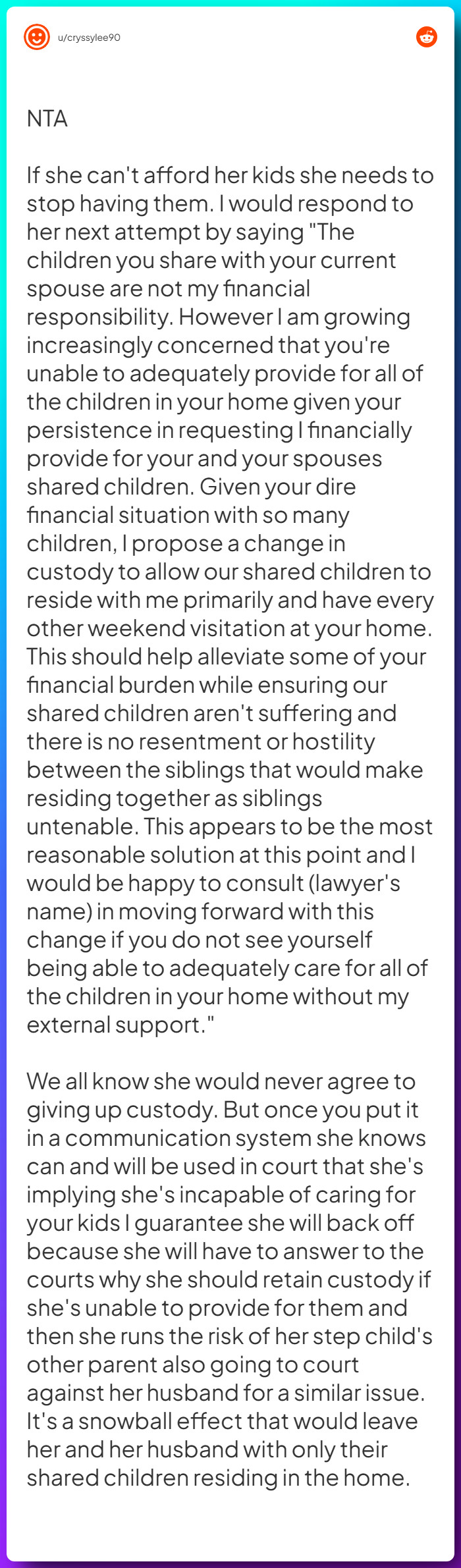 Comment from u/cryssylee90