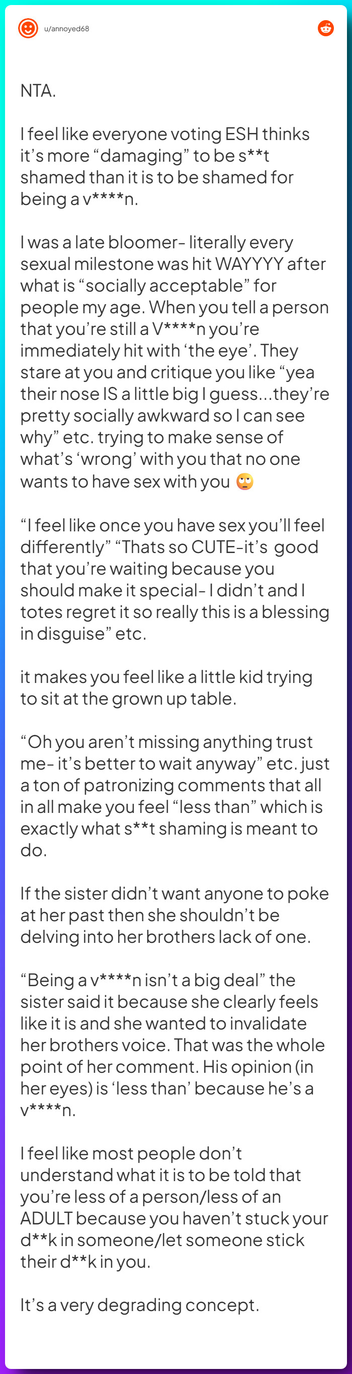 Comment from u/annoyed68