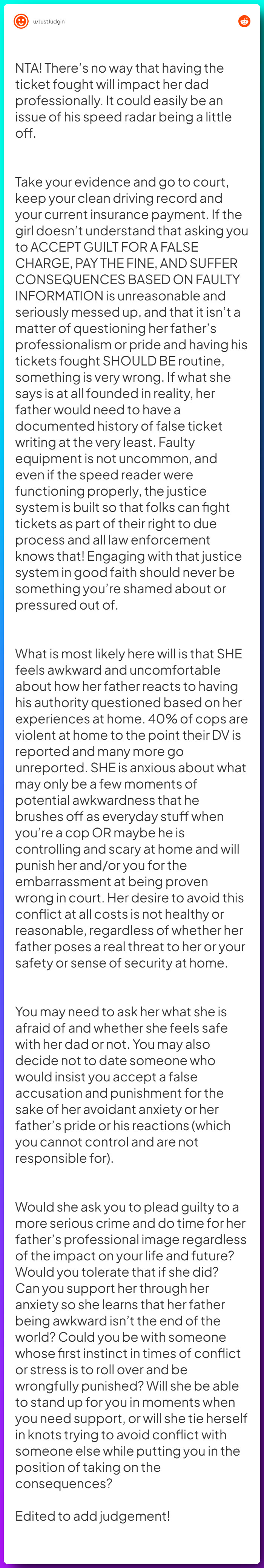 Comment from u/JustJudgin