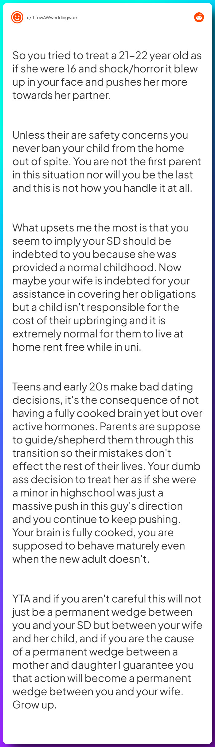 Comment from u/throwAWweddingwoe