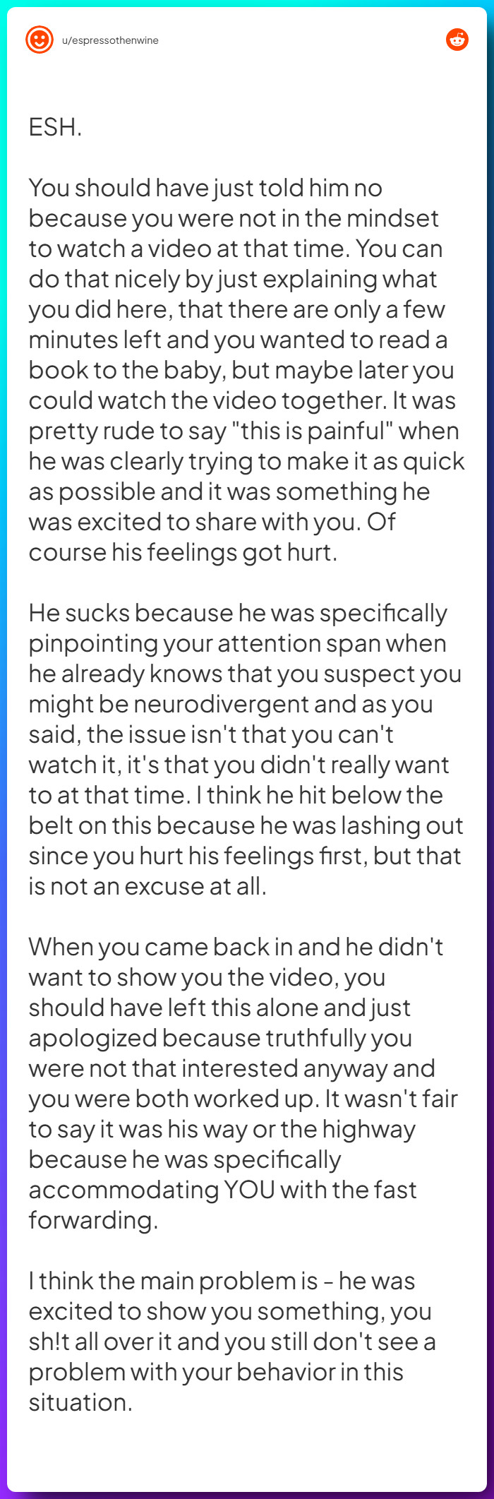 Comment from u/espressothenwine