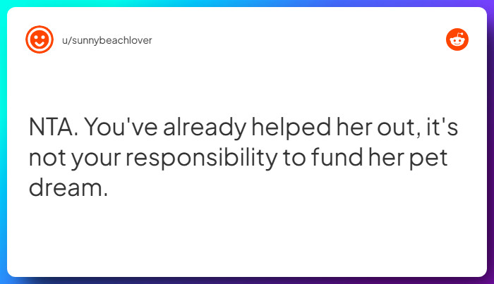 Comment from u/sunnybeachlover