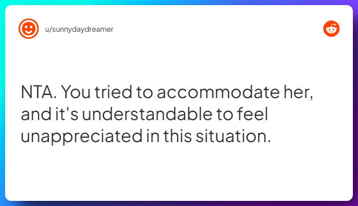 Comment from u/sunnydaydreamer