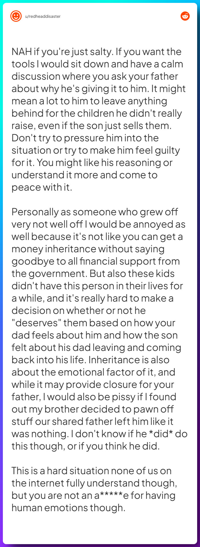 Comment from u/redheaddisaster