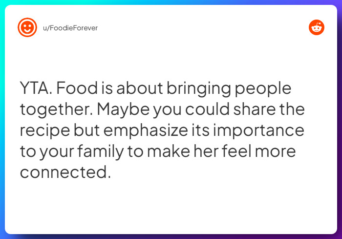 Comment from u/FoodieForever