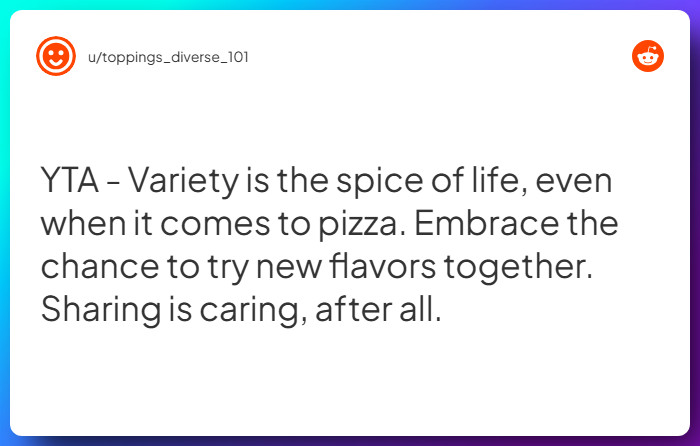 Comment from u/toppings_diverse_101