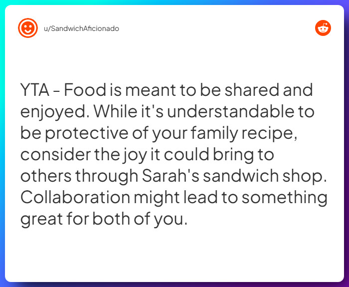 Comment from u/SandwichAficionado