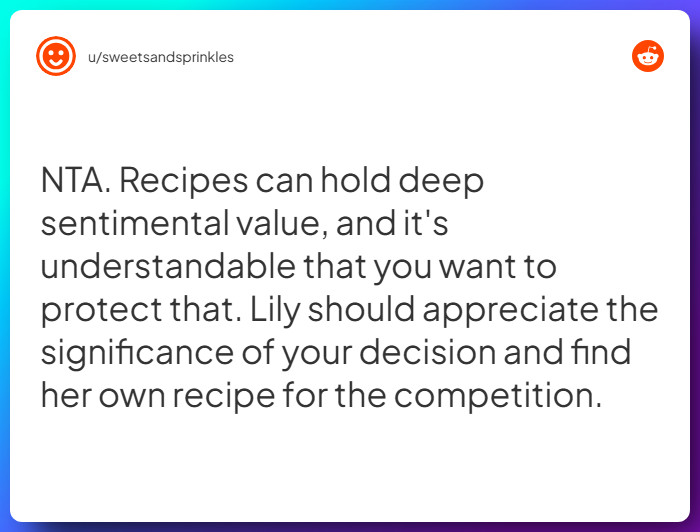 Comment from u/sweetsandsprinkles