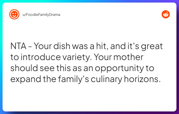 Comment from u/FoodieFamilyDrama