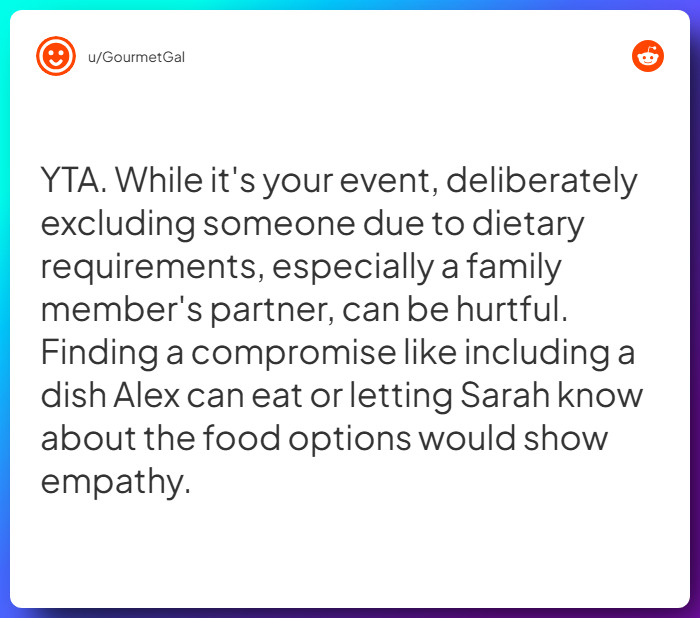 Comment from u/GourmetGal