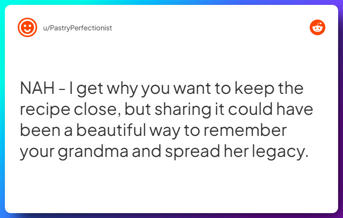 Comment from u/PastryPerfectionist