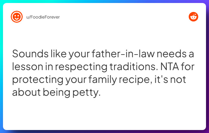 Comment from u/FoodieForever