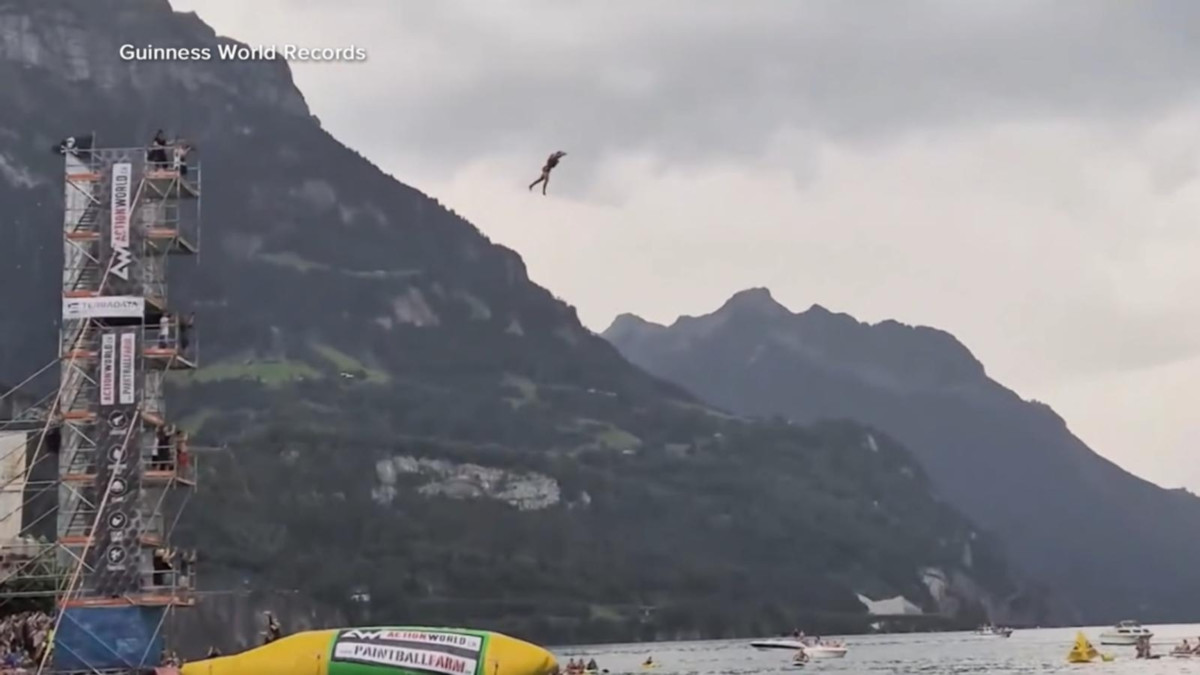 Guinness 'Blobbing' Record Broken After Robin Steiner Is Sent More Than 92 Feet Into the Air