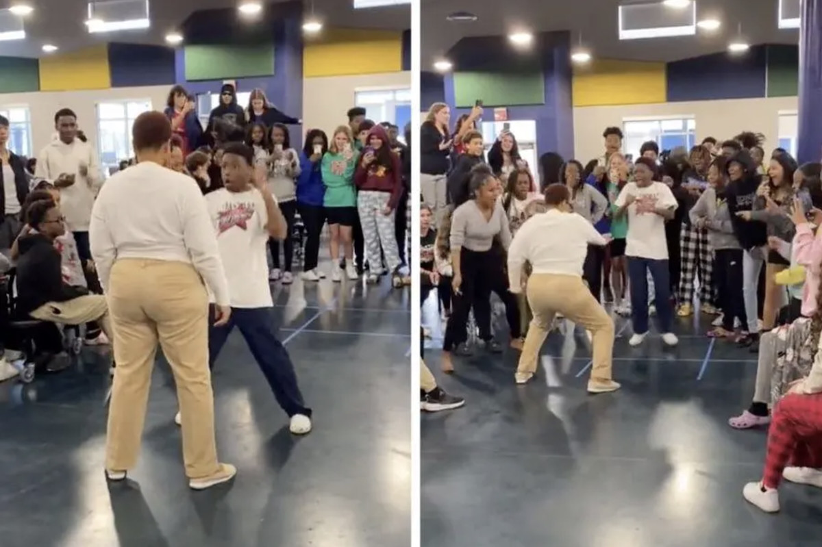 An eighth grader tapped his teacher into a dance-off, and her next move sent the clip past 5 million views