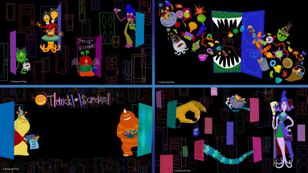 Disneyland’s New Monsters, Inc. Halloween Freebie Turns Pixar Place Hotel Decor Into Wallpapers