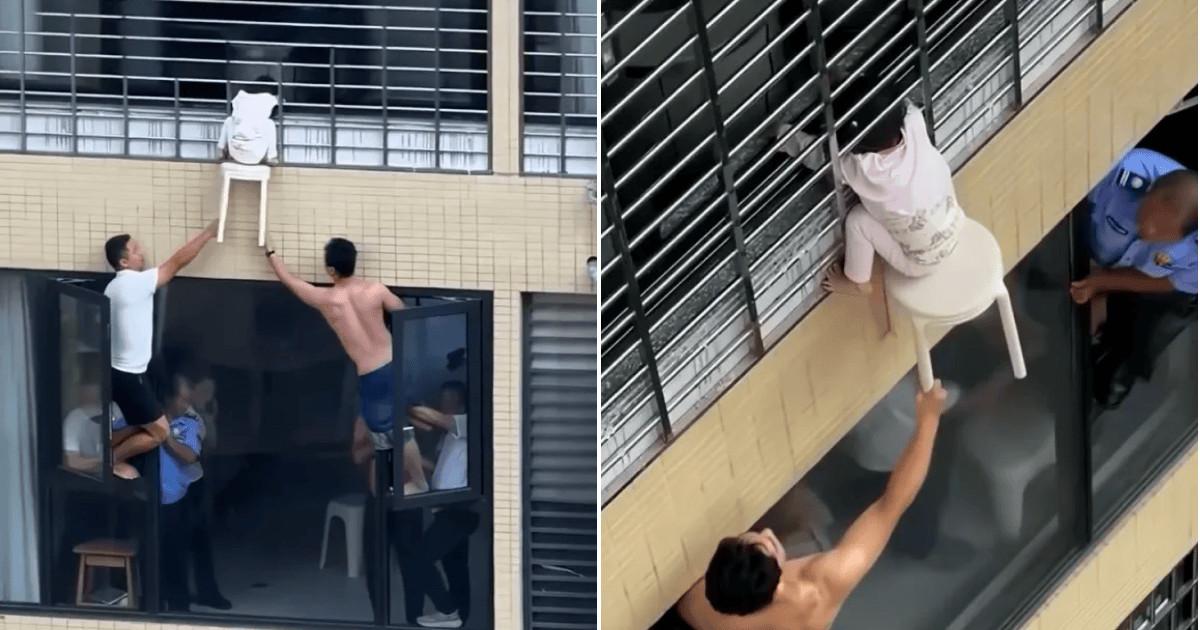 Why a chair was pushed under a 12th-floor window during a rescue of a 3-year-old girl