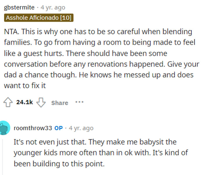 People quickly came to the comments to let them know that they are NTA, and this one actually got a response from OP explaining a few more problems they experience with their dad.