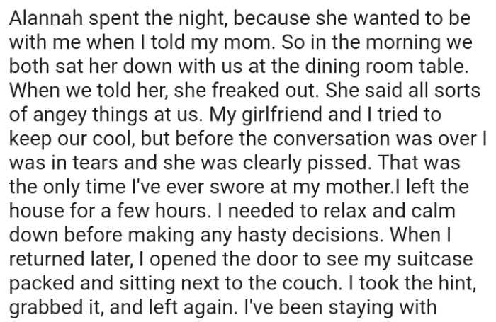 Before the conversation was over, the OP was already in tears