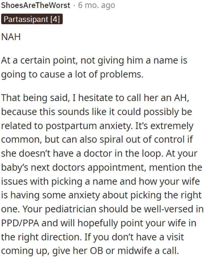 Not naming him could lead to problems.