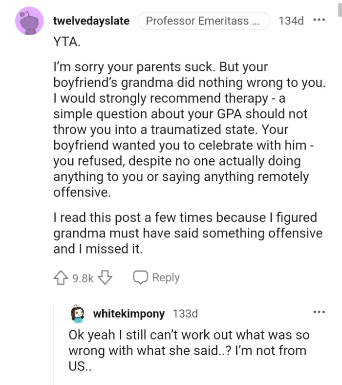 OP's boyfriend wanted her to celebrate with him