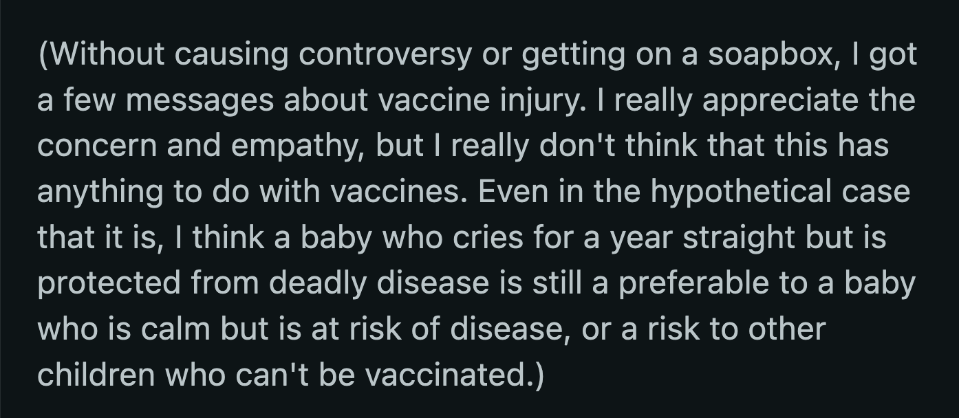 He also disengaged from some conspiracy theorists who claimed their baby's 