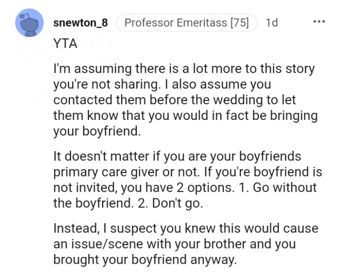 This Redditor suspects the OP knew this would cause a problem