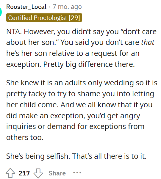 She didn't say that she didn't care about her son, but perhaps this means she wasn't being entirely honest with what she communicated to her.