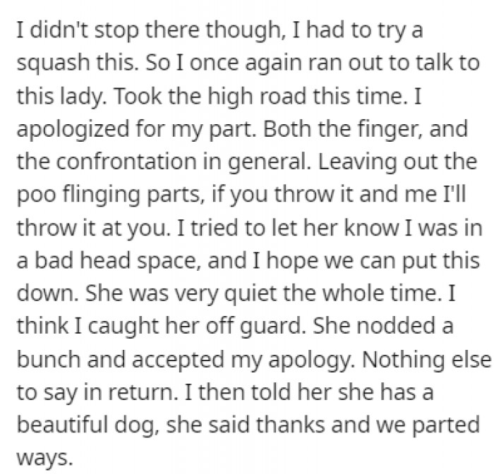 OP Ended Up Taking the High Road and Apologizing to the Lady