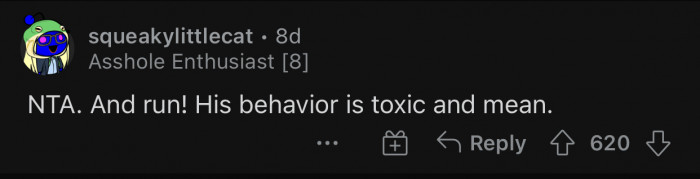 The husband's behavior is totally unacceptable.