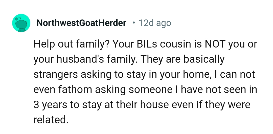 They are basically strangers to the OP and her husband