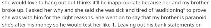 She says that his girlfriend reached out to her to hang out but mentioned they broke up. The reasoning is what's wild to us, though.