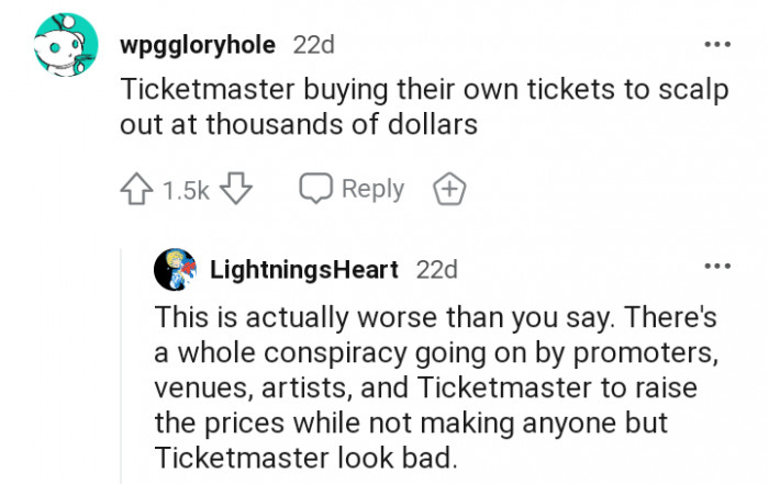 The Ticketmaster scandal where the ticketing company was accused of running its own professional scalping racket