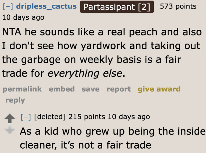 Some Redditors feel that the distribution of labor isn't fair between this couple.