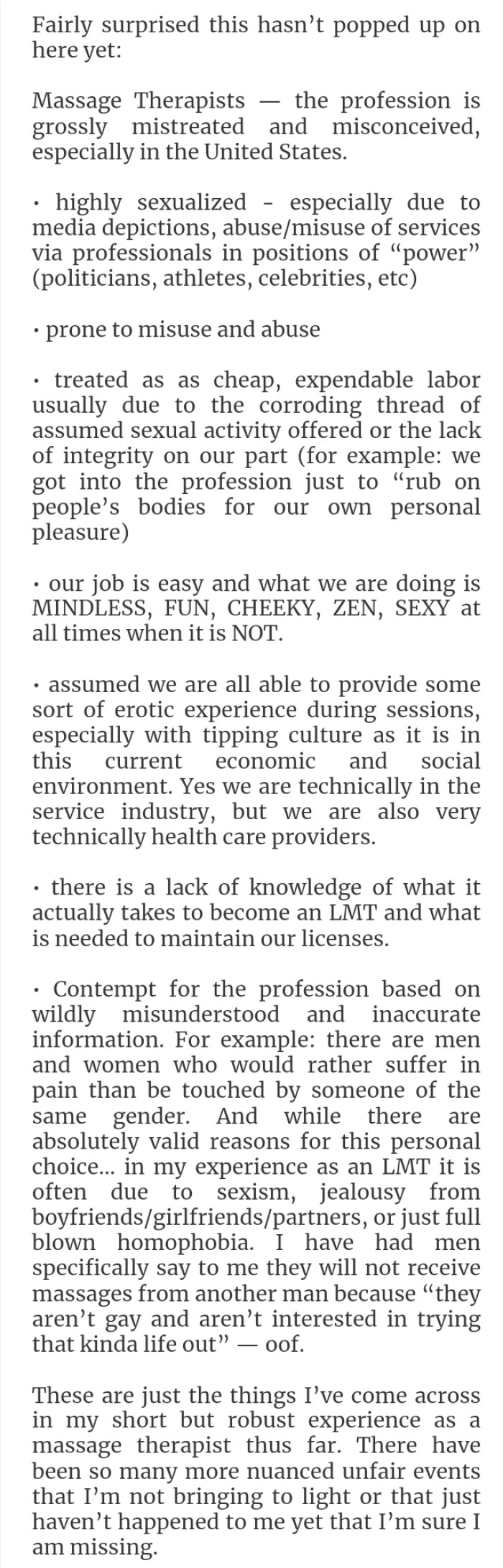 23. Massage therapists deserve more respect