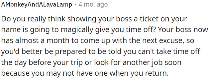 OP should start considering a new job because she might not have one when she comes back