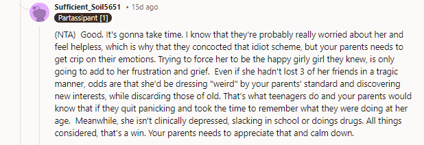 9. Your parents need to appreciate that and calm down.