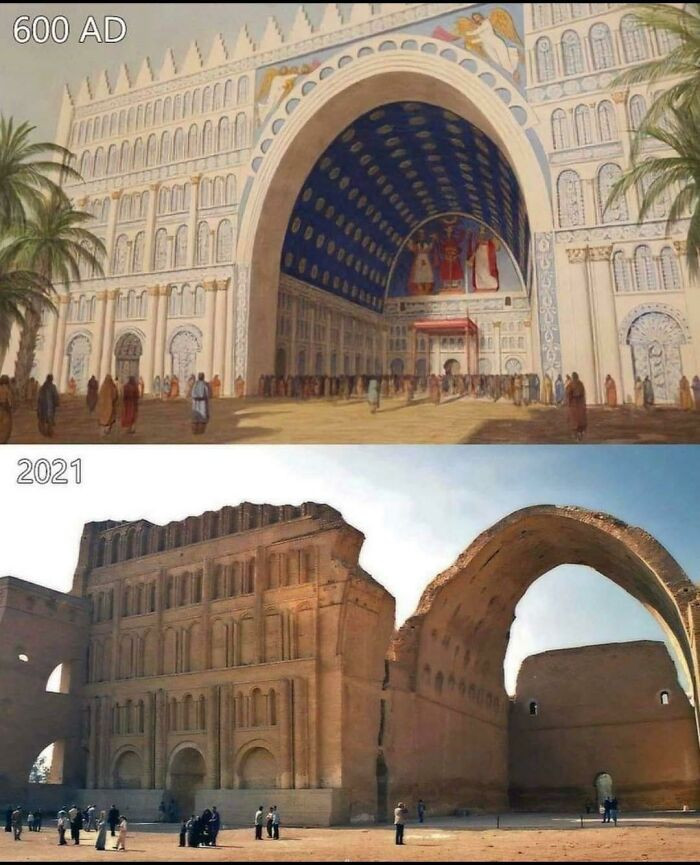 20. The Arch of Ctesiphon: 600 AD vs. Its Ruins in 2021