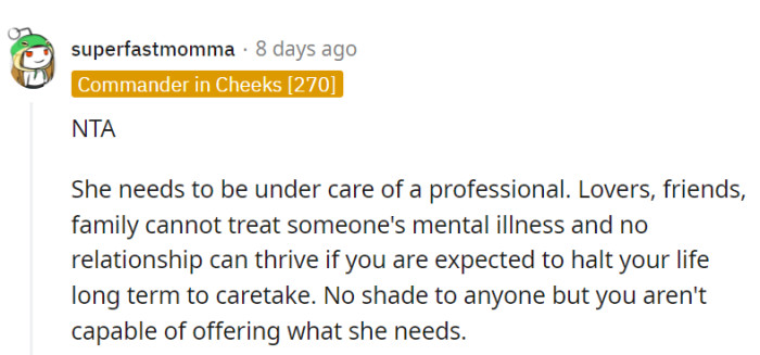 She needs therapy, for real.