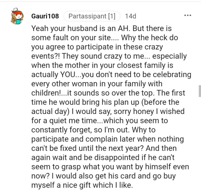 This Redditor would go get his card and buy himself something that he likes